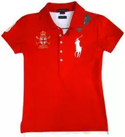 polo tee shirt femmes short pl215 red white